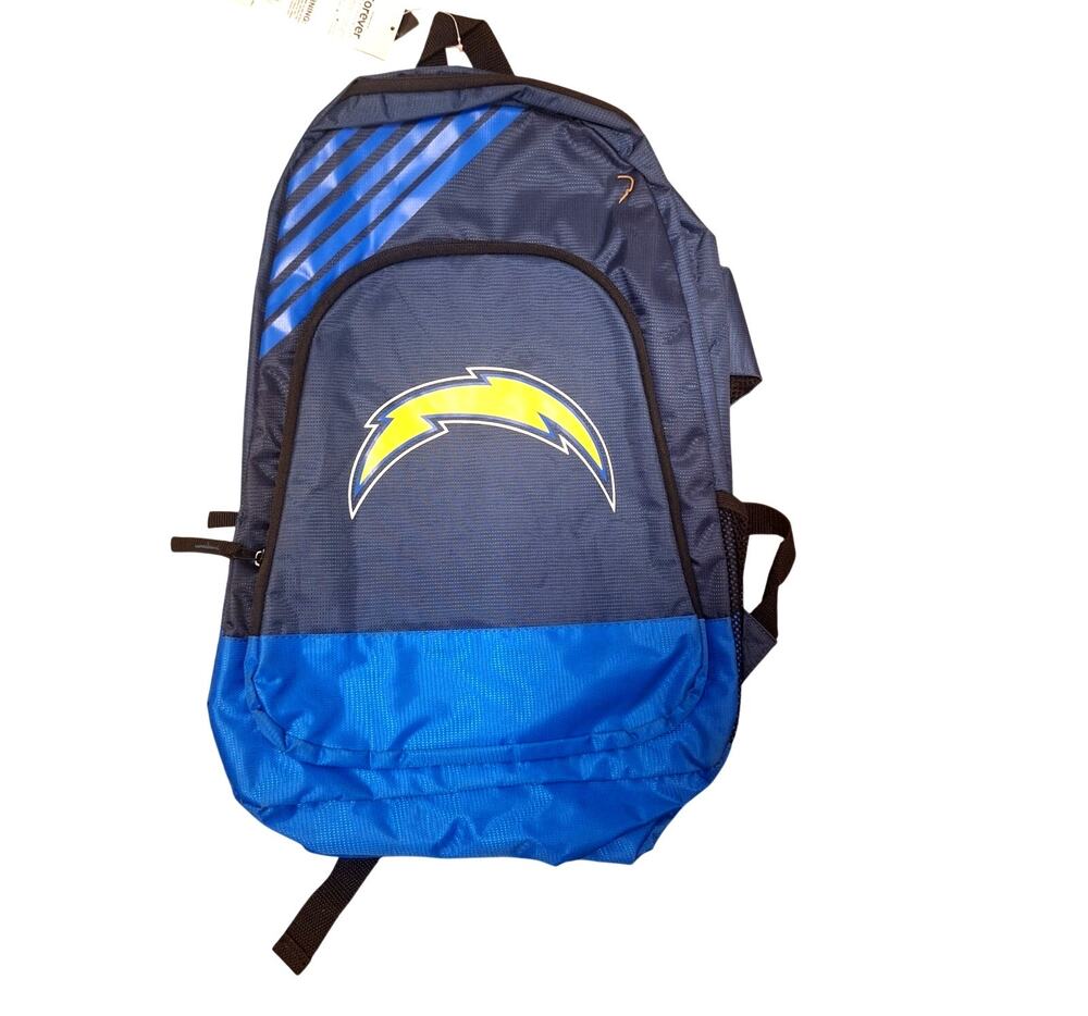NFL Chargers Backpack Border Striped Football Blue Zipper School Bolt School